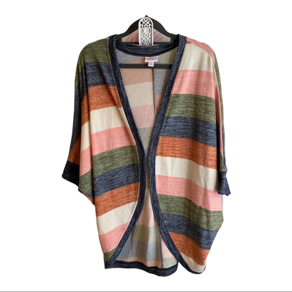 LuLaRoe Tracy Cardigan.  Multicolor stripes.  EUC.  Size M